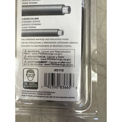 DieHard Battery Cable Side Post 45" Long 4 Gauge For Positive/Negative Terminals