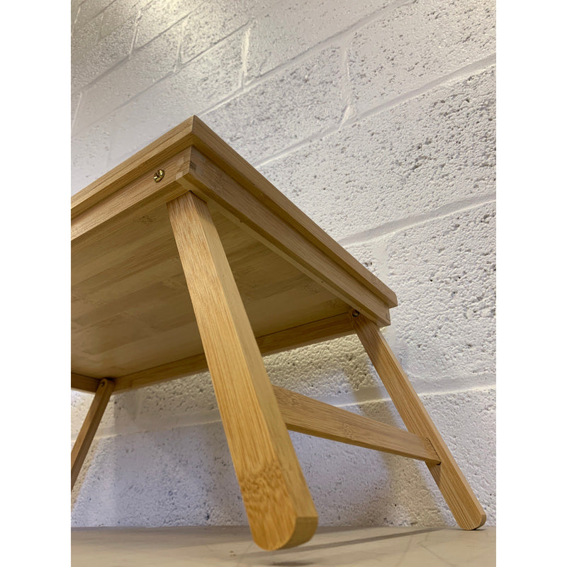 ZJYOUZHU Bamboo Tray Table with Folding Legs, Food Tray, TV Table, Brown