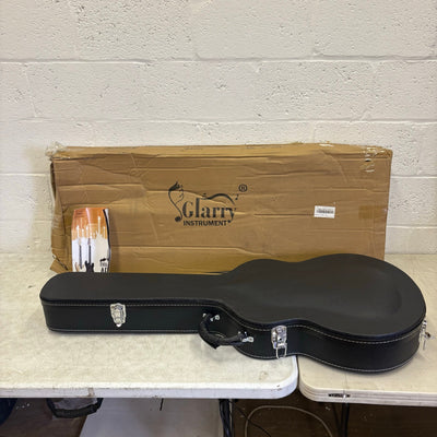 Glarry High-End Fine-Grain PU Leather Hard Guitar Case with Key Lock - Black