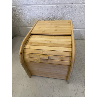 DYNAMI Bamboo Rice Dry Storage Box with Sliding Lid & Measuring Cup, Wood Color