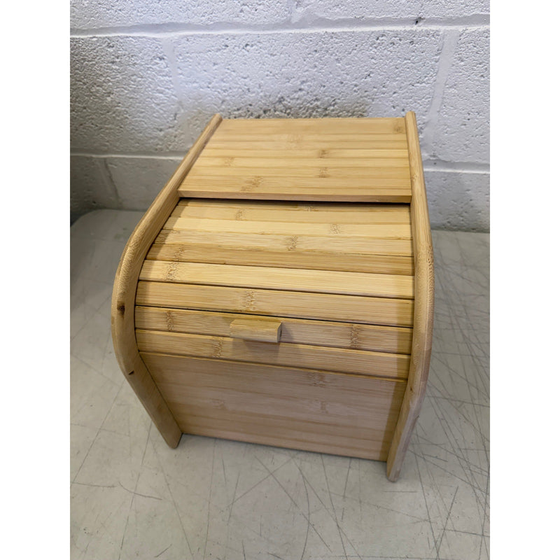 DYNAMI Bamboo Rice Dry Storage Box with Sliding Lid & Measuring Cup, Wood Color