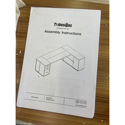 Escritorio ejecutivo Tribesigns de 85.8" en forma de L, escritorio para computadora con cajones para archivar