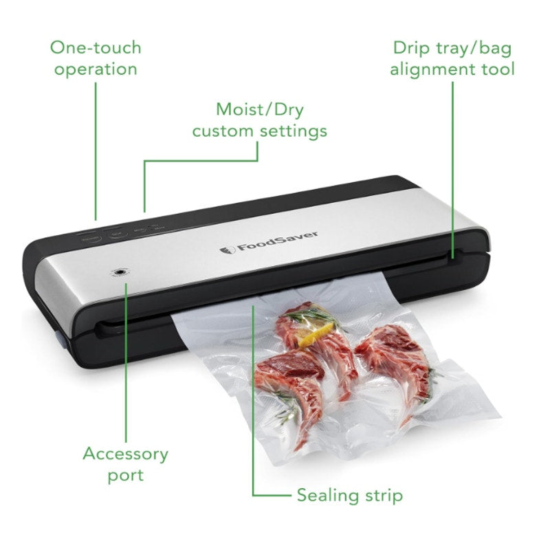 FoodSaver PowerVac Compact Vacuum Sealing Machine Stainless Steel VS0150