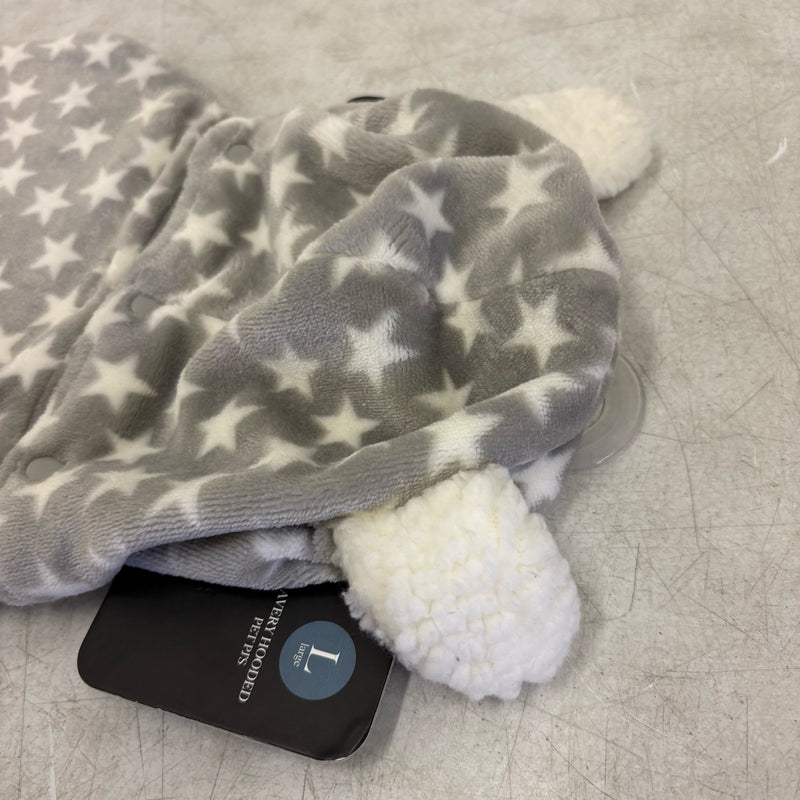 UGG Avery Large Glacier Gray Stars Hooded Soft Dog Pajama - 14-16" Collar