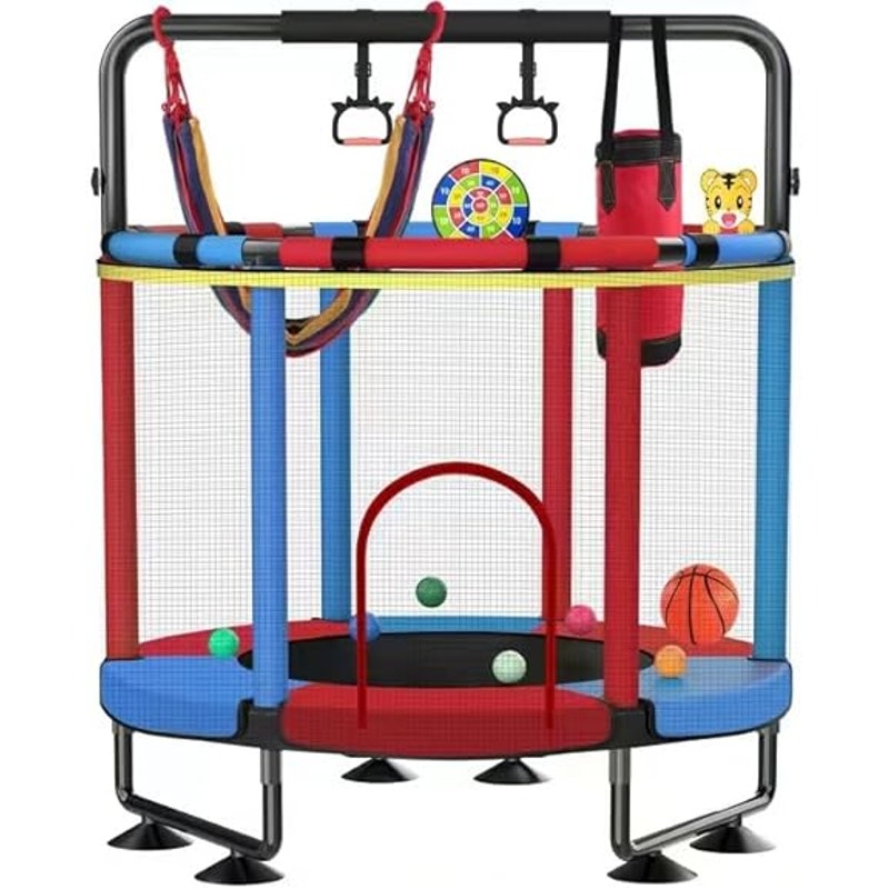 Calvalry Trampoline for Children, 60" Adjustable Trampoline, Yellow/Red/Blue