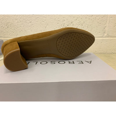 Aerosoles Shoes Betsy Comfortable Women's Almond Toe Pump Brown Suede 11 Wide