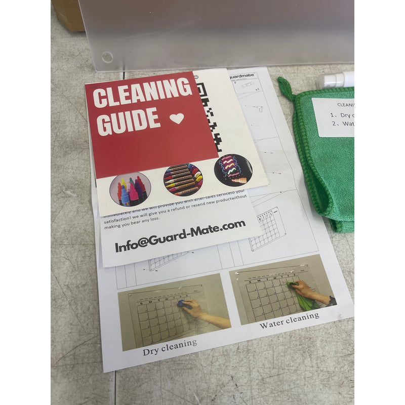 Guardmate Blank Acrylic Dry-Erase Board 24"x16" Clear, Wall-Mount with Markers