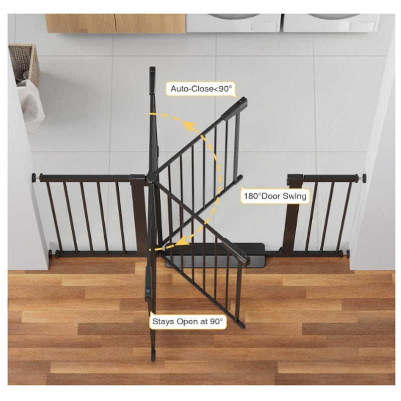 Cumbor 29.7-54.2" Wide Baby Gate Self Closing Dog Gate Pressure Mounted - Black