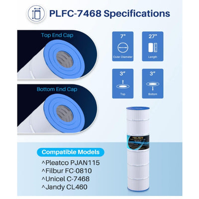 POOLPURE Filter Replacement, Cleans 115 sq.ft Pool Cartridge Filter C-7468