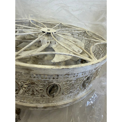 Vivlite Vintage Ceiling Light & Fan w Remote, 18" Flush Mount Antique White