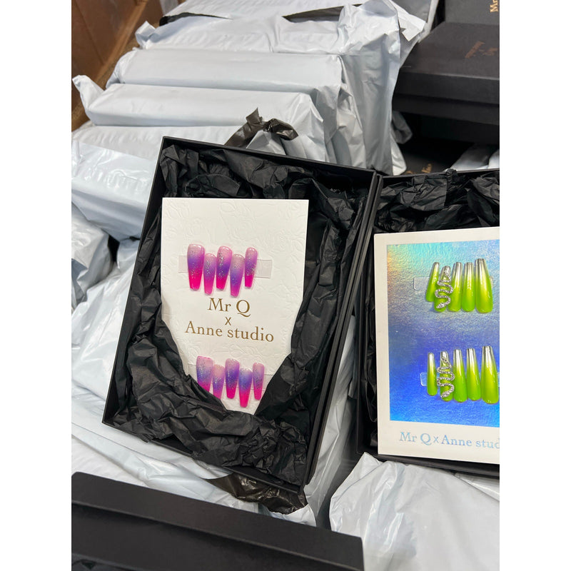 150+ Mixed Sets of Acrylic Press On Nails, Mixed Colors & Designs, Application Kit, NEW