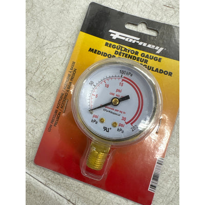 Forney Regulator Gauge, 2 Inch, 0-30 PSI, Standard 1/4" NPT Connection Fits Most