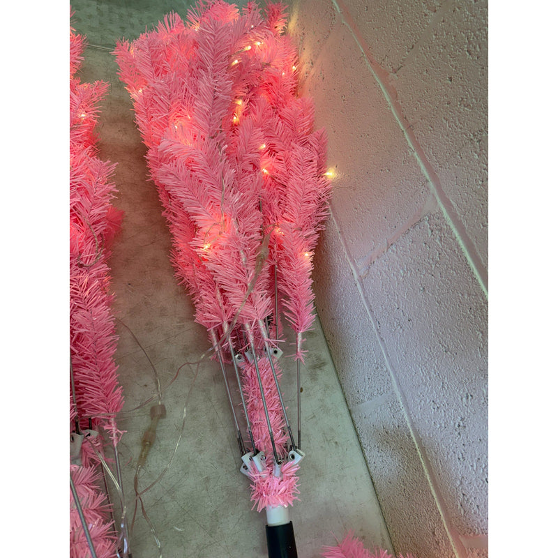 7.5ft Pre-Lit Pink Christmas Tree with Remote, Metal Base & Bright White Lights