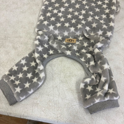 UGG Avery Large Glacier Gray Stars Hooded Soft Dog Pajama - 14-16" Collar