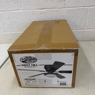 52" West Hill 5-Blade Hugger-Style Ceiling Fan with Dimmable Light -Matte Black