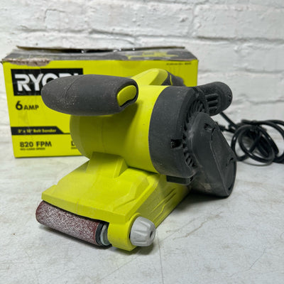RYOBI 6 Amp Corded 3 in.W x 18 in.L Portable Belt Sander, 820 FRM, NO DUST BAG