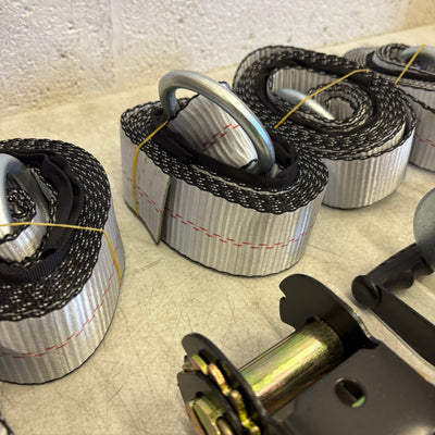 Waltyotur 4 Pcs Auto Lanyard Ratchet Straps 2 x 96 Gray / Black 3300 LB CAP