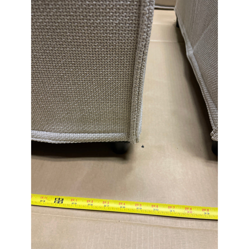 28 x 28 x 16" H Set-of-2 Ottomans w Legs, Living Room Furniture, Beige