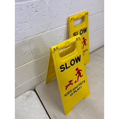 2-Pack Slow Kids and Pets at Play Sign, 24" Height, Signs for Street Yellow