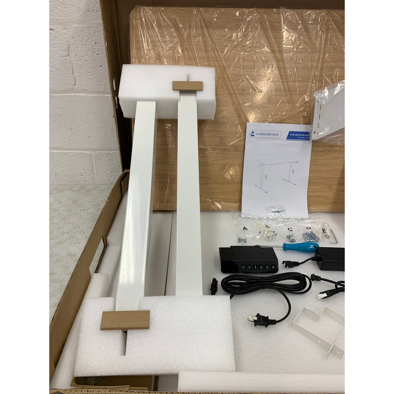 FLEXISPOT Standing Desk Electric Sit Stand Desk Bamboo & White 40"x24"
