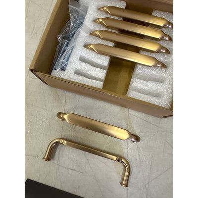 6-Pack Goo-Ki Champagne Bronze Drawer Handles 3-3/4" Hole Centers Straight Pull