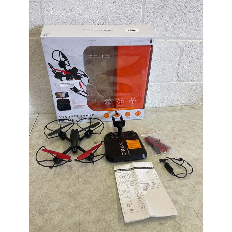 Sharper Image Drone Mach X Outdoor Video Streaming Camera 200 Ft Range - Black