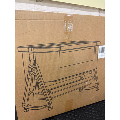 Bedside Baby Bassinet, 4 in 1 Portable Bassinet w Wheels, Adjustable Height Grey
