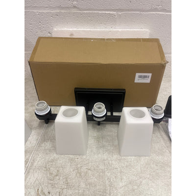 Rayogale 3-Light Bathroom Vanity Lights w Milk White Glass Shades - Black