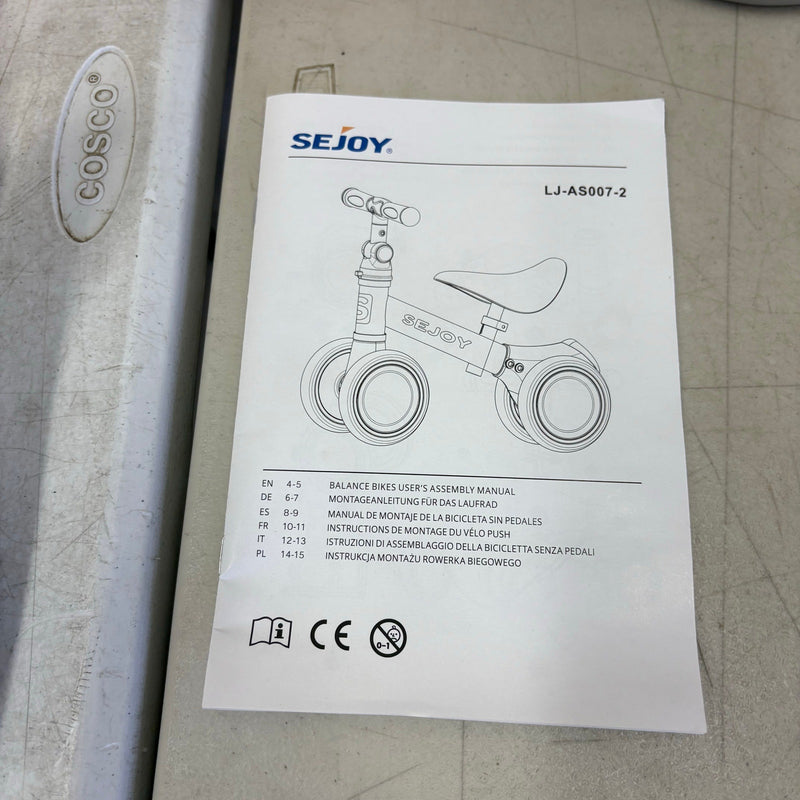 SEJOY Baby Walker Balance Bike 4-Wheels for 12-24 Months Toddler Bicycle Toys
