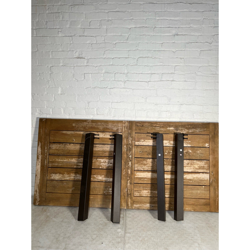 Rustic Farm Table Indoor/ Outdoor 67" x 32" Solid Wood Dining Table, Metal Legs, Antique