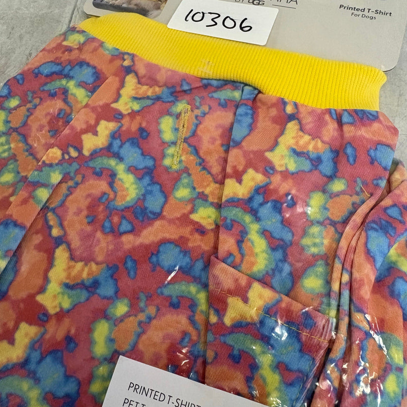 Koolaburra UGG Printed Pet T-Shirt for Dog 17-18" Collar, Rainbow Tie-Dye Large