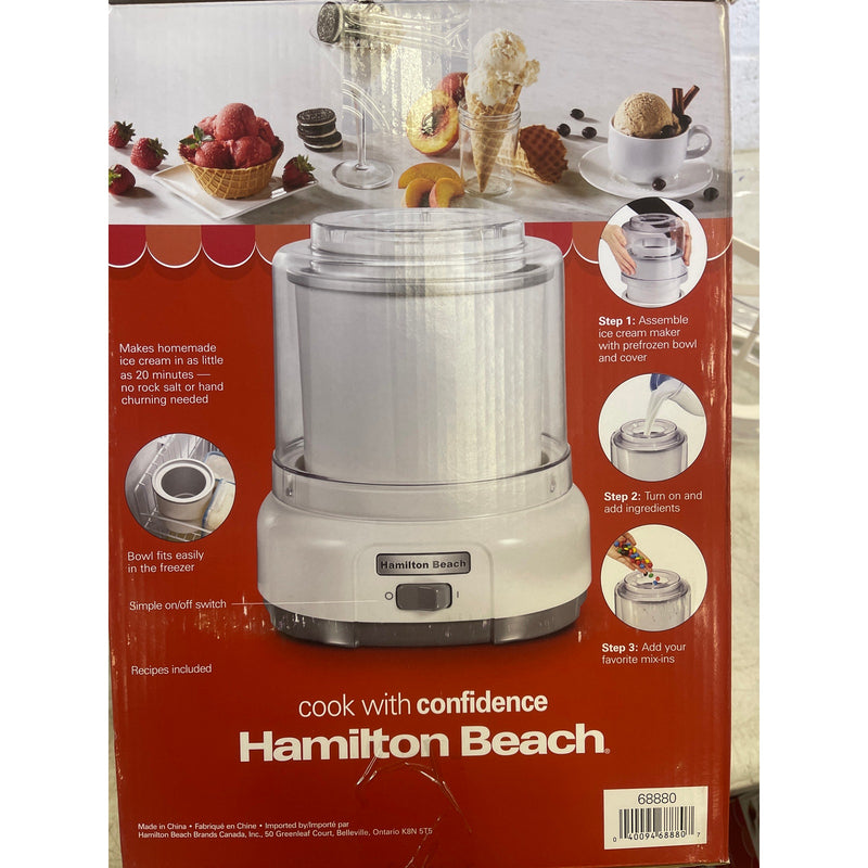 Hamilton Beach Electric Automatic Ice Cream Maker, Frozen Yogurt 1.5 Quart White