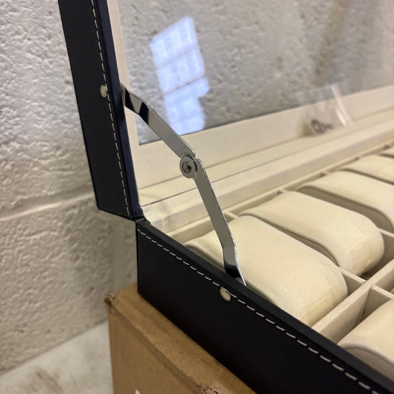 FCH 24-Compartment Watch Collection Box Top-level Opening Style Leather - Black