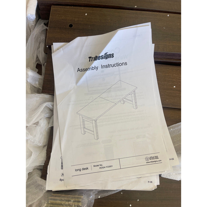 Tribesigns 79" Rectangular Brown Wood Computer Desk Home Office for Two-Person