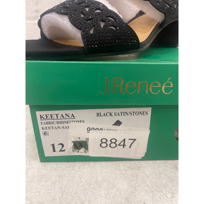 J. Renee, Keetana Sandal Heel, Women's Shoes, Size 12 Wide, Rhinestones - Black