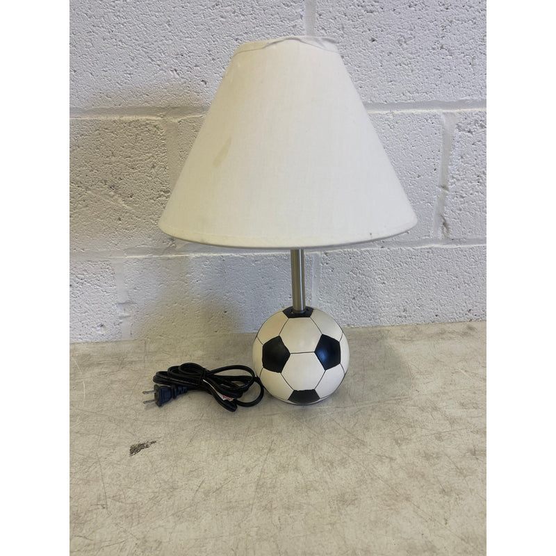 16" Soccer Ball Lamp Base with White Shade, Corded Electric. SEE DETAILS