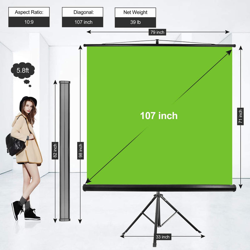 EMART 107" Green Screen Stand, Professional Chromakey Background with Locking Frame