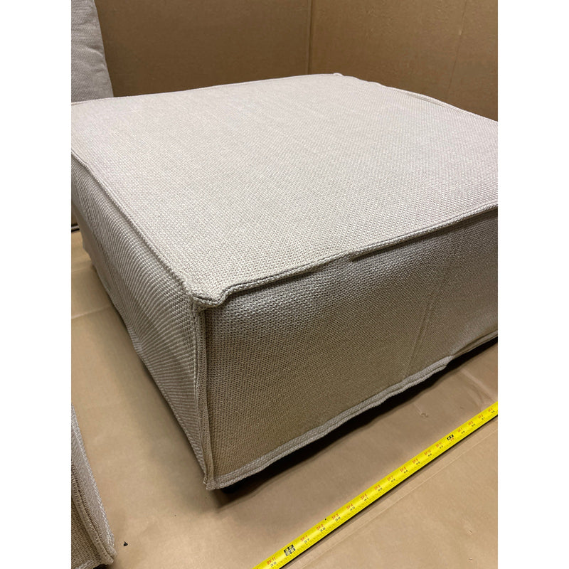 28 x 28 x 16" H Set-of-2 Ottomans w Legs, Living Room Furniture, Beige