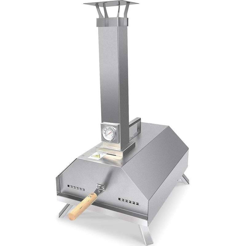 BBQSTAR Wood Fired Pizza Oven Portable Stainless Steel w 11" Baking Stone Silver