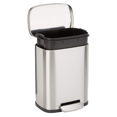 Amazon Basics Mini Rectangular Trash Can Soft-Close Foot Pedal, Smudge Resistant