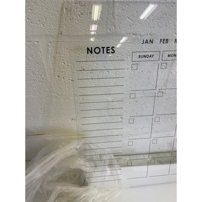 Month / Year Calendar Glass Dry-Erase Board 40" x 26" Wall-Mount with Markers