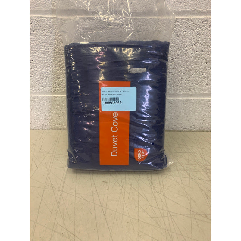 SUSYBAO Queen Seersucker Duvet Cover Navy Blue Comforter 100% Cotton Soft