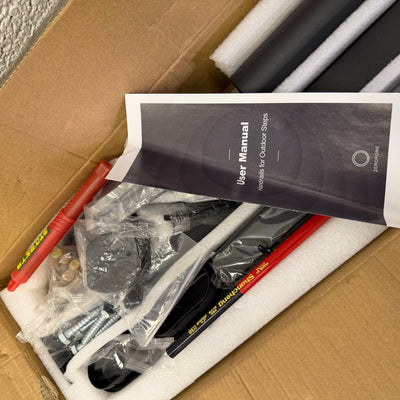 ZeroPone Upgrade 2-Steps Outdoor Handrail with Screw Kit, Zinc Steel  - Black