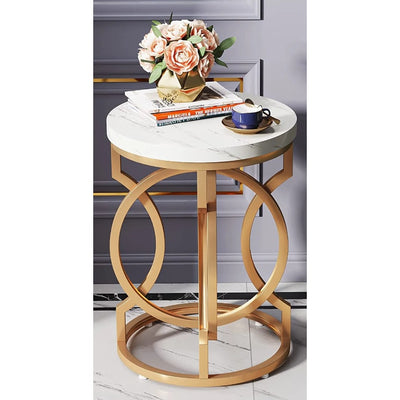 Tribesigns Round End Table Modern Bedside Table Faux Marble Top MISSING HARDWARE