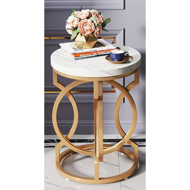 Tribesigns Round End Table Modern Bedside Table Faux Marble Top MISSING HARDWARE