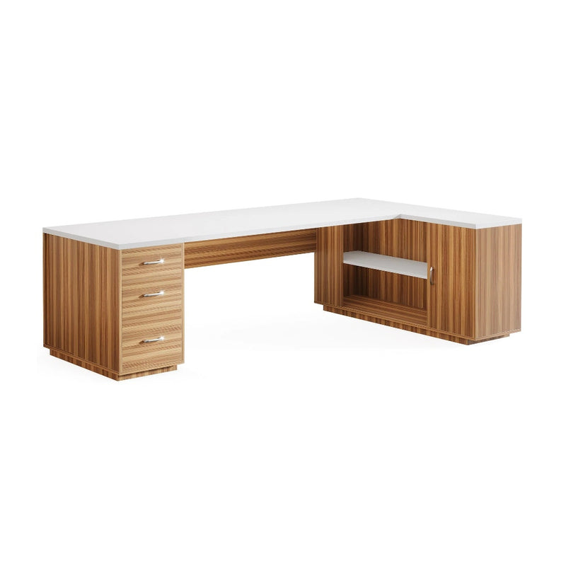 Tribesigns 85.8" Executive Desk L-Shaped Office Desk, Computer Desk File Drawers