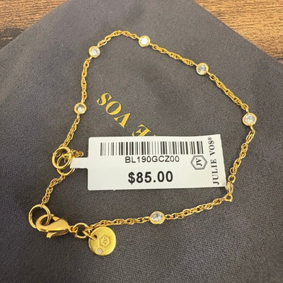 Julie Vos Celeste Delicate Bracelet, 24K Gold Plated, Cubic Zirconia, Adjustable