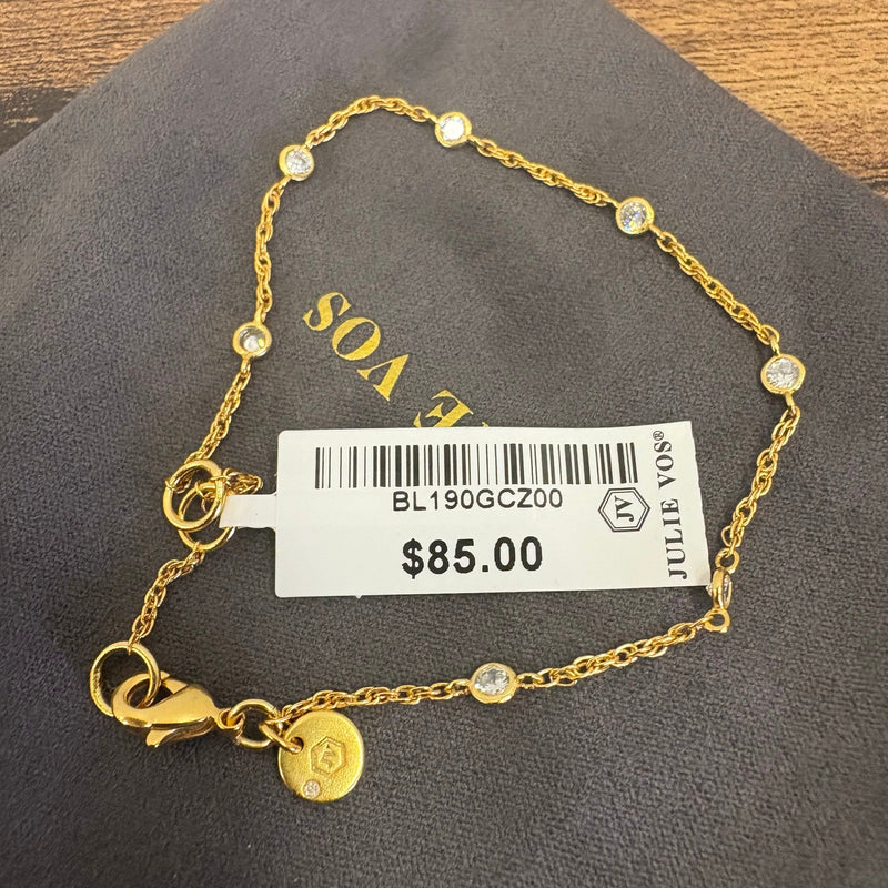 Julie Vos Celeste Delicate Bracelet, 24K Gold Plated, Cubic Zirconia, Adjustable