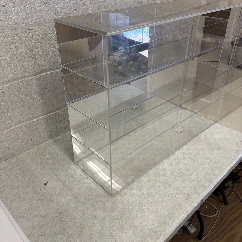 Clear Display Case w Mirror in Back 48 x 24 x 10.5 Inches, 4 Rows w Sliding Door