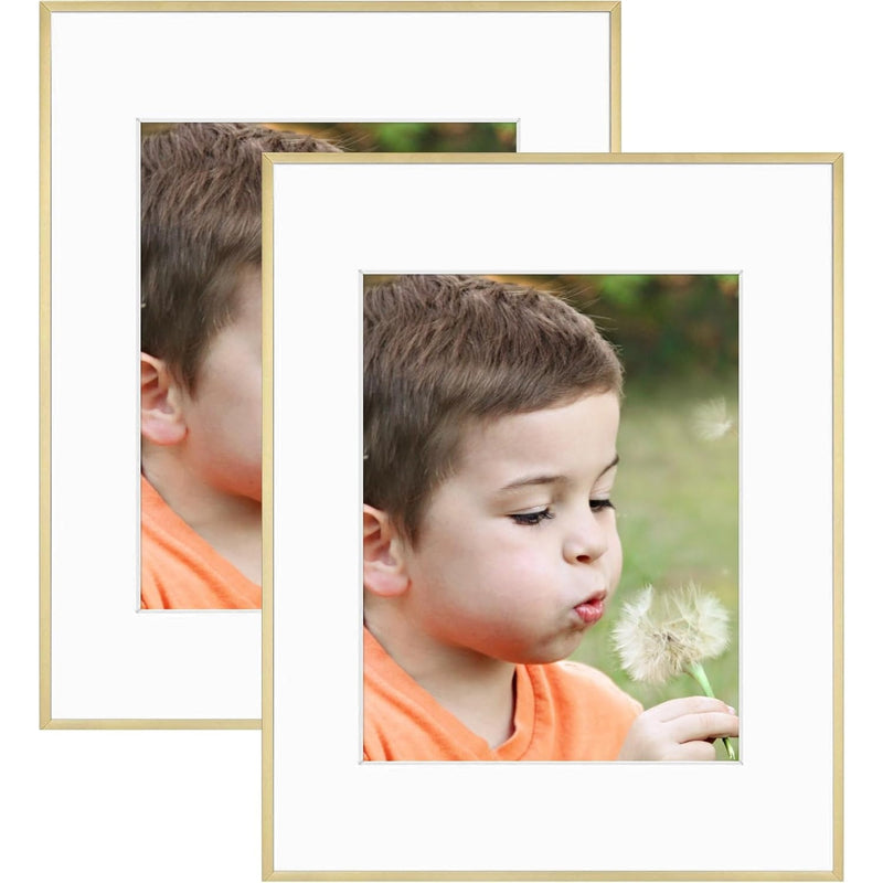 Set-of-2 16x20 Gold Aluminum Picture Frames with Tempered Glass